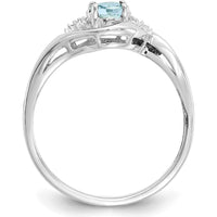 14K White Gold Aquamarine and Diamond Ring - 0.4 Carat Aquamarine, 0.02 Carat Total Diamond Weight by Oro Pregiato