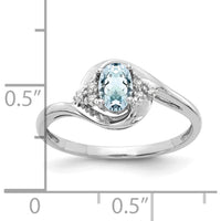 14K White Gold Aquamarine and Diamond Ring - 0.4 Carat Aquamarine, 0.02 Carat Total Diamond Weight by Oro Pregiato