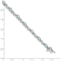 14K White Gold Aquamarine and Diamond Tennis Bracelet - 0.21 Carats Aquamarine, 0.11 Carats Total Diamond Weight by Oro Pregiato
