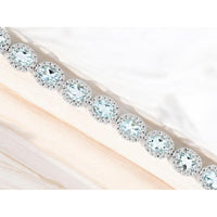 14K White Gold Aquamarine & Diamond Tennis Bracelet with Oval-Cut Aquamarine Stones - 4.5 Carats Total Aquamarine Weight, 1.2 Carats Total Diamond Weight