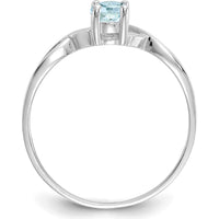 14K White Gold Aquamarine Birthstone Ring with Faceted Oval Aquamarine - 0.43 Carat Total Gem Weight by Oro Pregiato