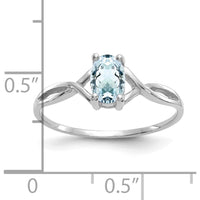 14K White Gold Aquamarine Birthstone Ring with Faceted Oval Aquamarine - 0.43 Carat Total Gem Weight by Oro Pregiato