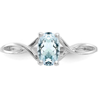 14K White Gold Aquamarine Birthstone Ring with Faceted Oval Aquamarine - 0.43 Carat Total Gem Weight by Oro Pregiato