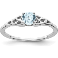 14K White Gold Aquamarine Celtic Knot Ring - 4.5mm Round Aquamarine by 0