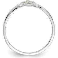 14K White Gold Aquamarine Heart Birthstone Ring - 0.1 Carat Total Aquamarine Weight by Oro Pregiato