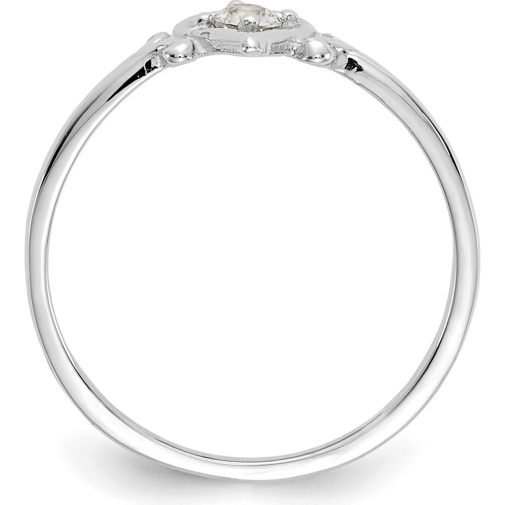 14K White Gold Aquamarine Heart Birthstone Ring - 0.1 Carat Total Aquamarine Weight by Oro Pregiato