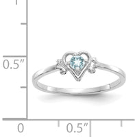 14K White Gold Aquamarine Heart Birthstone Ring - 0.1 Carat Total Aquamarine Weight by Oro Pregiato