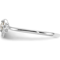 14K White Gold Aquamarine Heart Birthstone Ring - 0.1 Carat Total Aquamarine Weight by Oro Pregiato