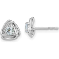 14K White Gold Aquamarine Post Earrings - 0.1 Carat Total Aquamarine Weight by Oro Pregiato