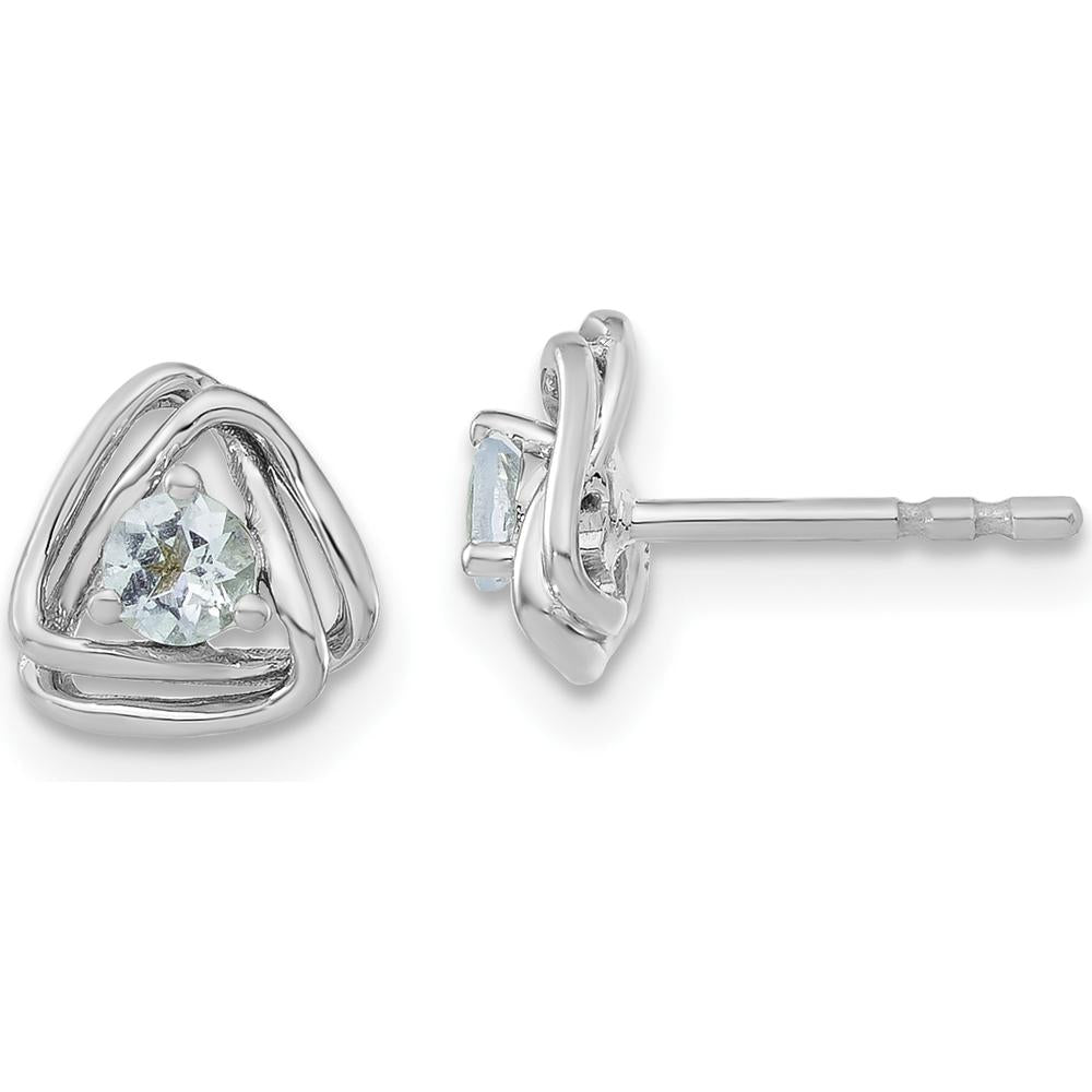 14K White Gold Aquamarine Post Earrings - 0.1 Carat Total Aquamarine Weight by Oro Pregiato