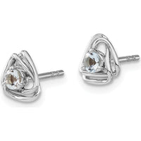 14K White Gold Aquamarine Post Earrings - 0.1 Carat Total Aquamarine Weight by Oro Pregiato