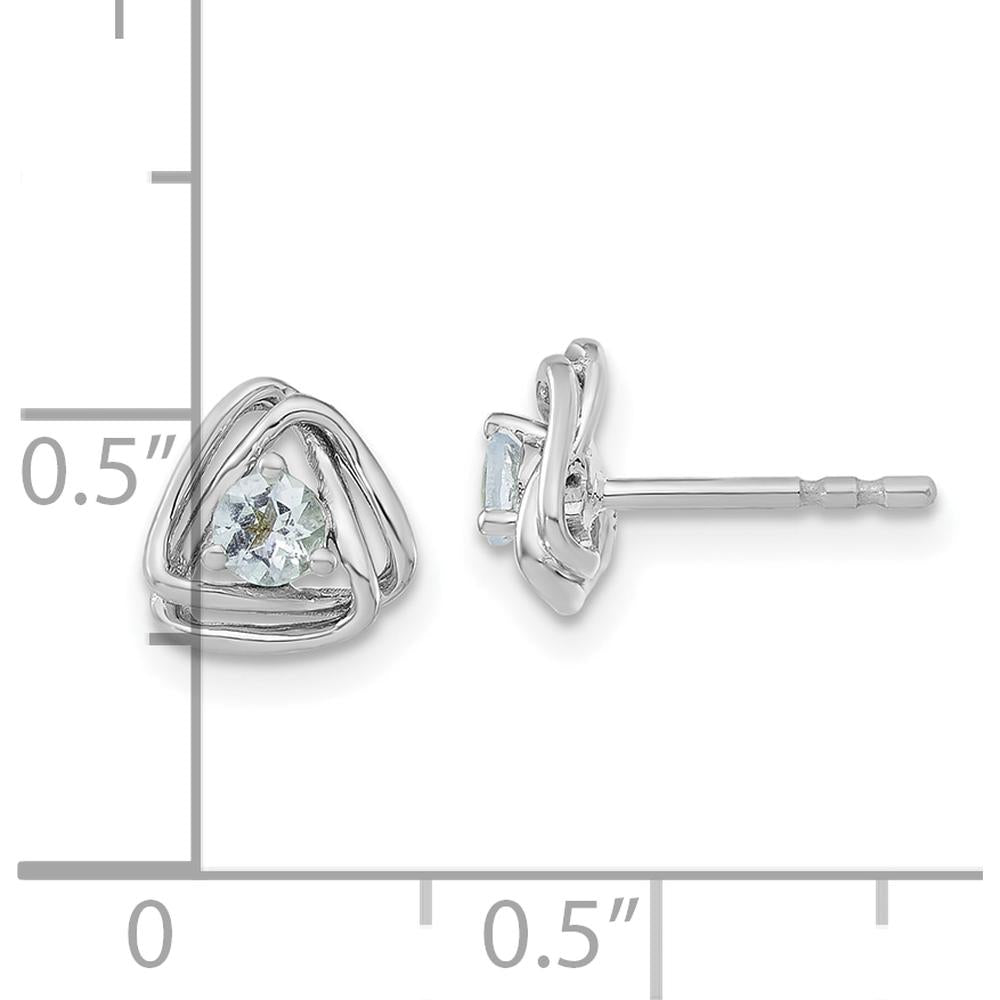 14K White Gold Aquamarine Post Earrings - 0.1 Carat Total Aquamarine Weight by Oro Pregiato