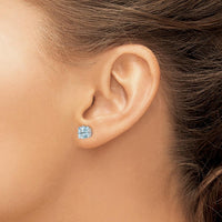 14K White Gold Aquamarine Square Stud Earrings - 1.00 Carat Total Aquamarine Weight by Monteluci Fine Jewelry