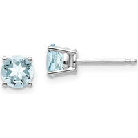 14K White Gold Aquamarine Stud Earrings - 0.45 Carat Total Aquamarine Weight by Monteluci Fine Jewelry