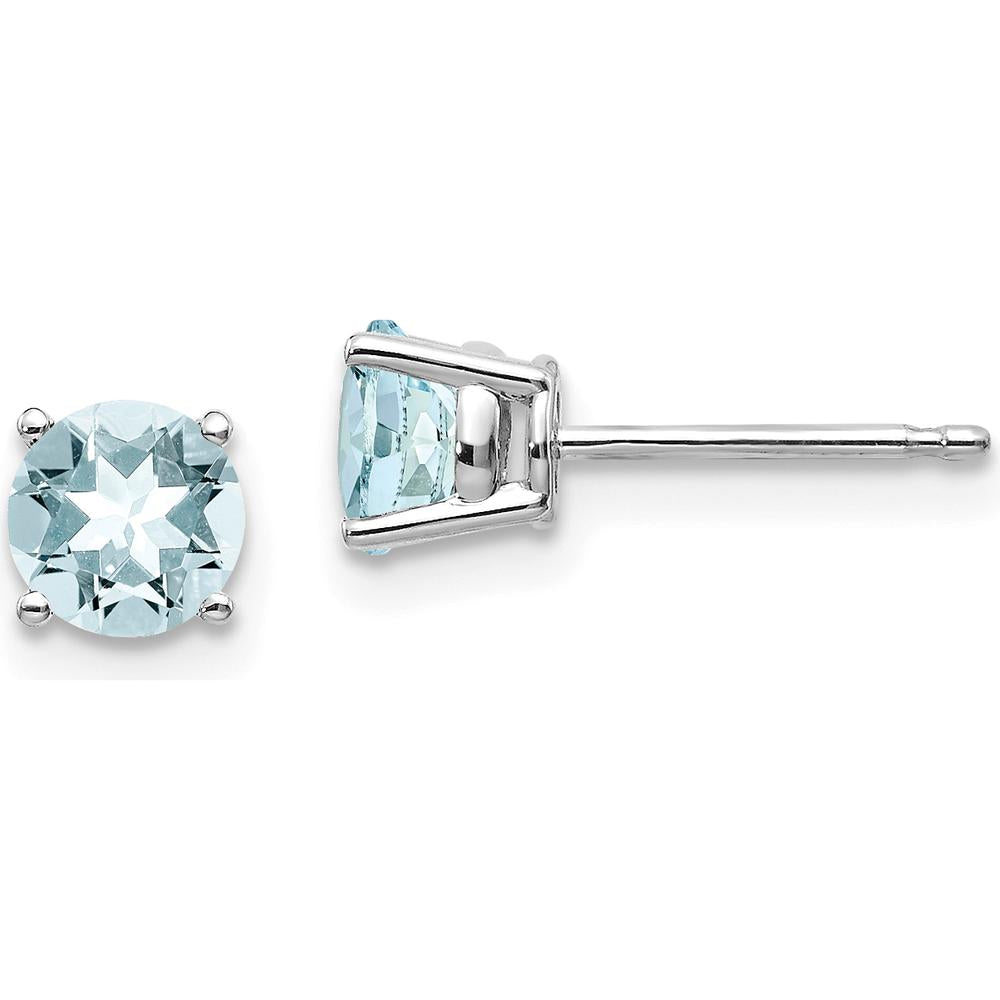 14K White Gold Aquamarine Stud Earrings - 0.45 Carat Total Aquamarine Weight by Monteluci Fine Jewelry