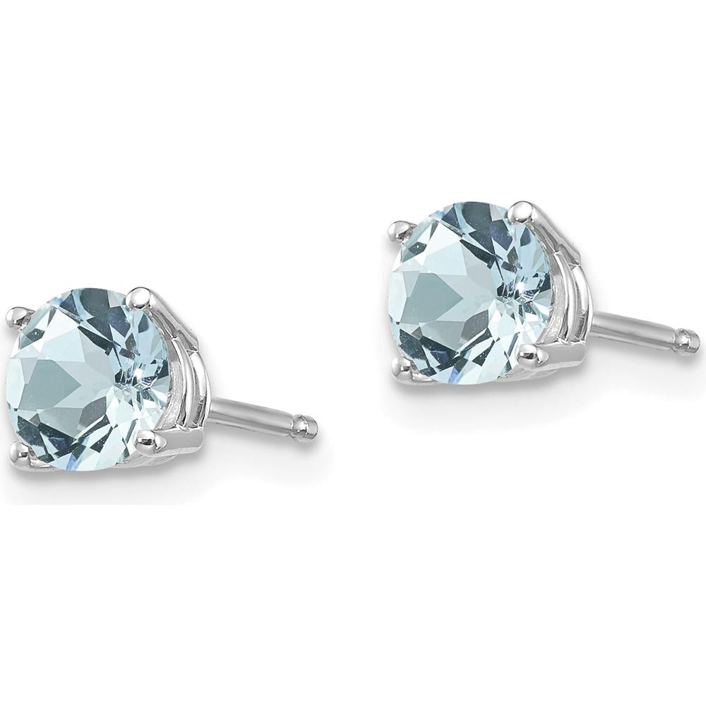 14K White Gold Aquamarine Stud Earrings - 0.45 Carat Total Aquamarine Weight by Monteluci Fine Jewelry