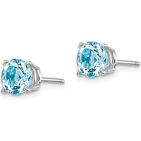 14K White Gold Aquamarine Stud Earrings - 0.75 Carat Total Aquamarine Weight by Monteluci Fine Jewelry
