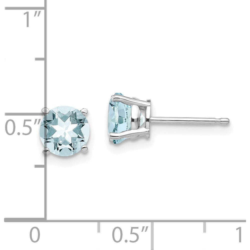 14K White Gold Aquamarine Stud Earrings - 0.75 Carat Total Aquamarine Weight by Monteluci Fine Jewelry