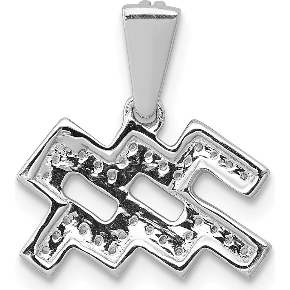 14K White Gold Aquarius Zodiac Pendant with Round Diamonds - 0.07 Carat Total Diamond Weight by Monteluci Fine Jewelry