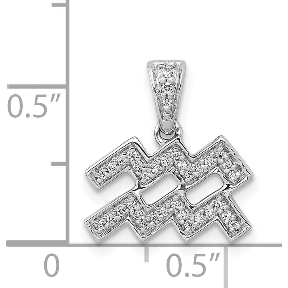 14K White Gold Aquarius Zodiac Pendant with Round Diamonds - 0.07 Carat Total Diamond Weight by Monteluci Fine Jewelry