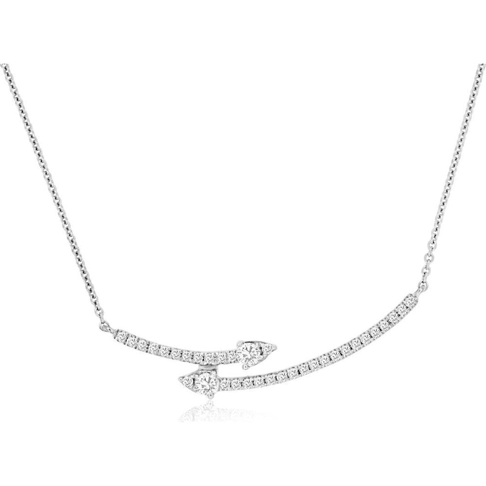 14K White Gold Arrow Necklace with 0.19 Carats Total Diamond Weight