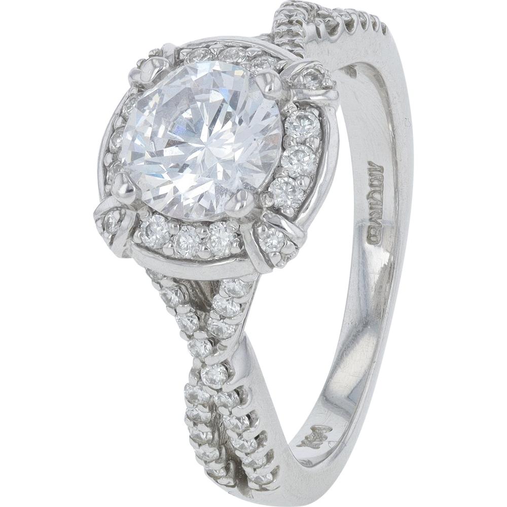 14K White Gold Artcarved Diamond Semi-Mount Engagement Ring with 0.38 Carats Total Diamond Weight