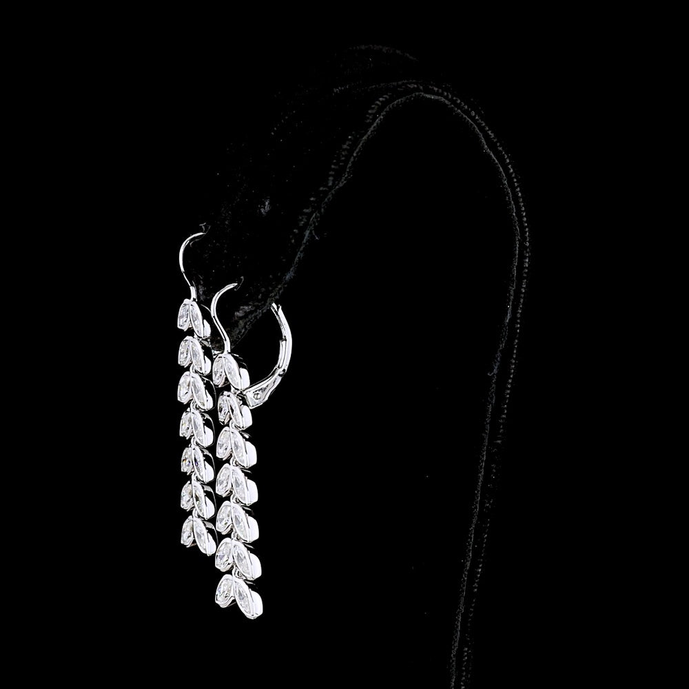 14K White Gold Articulated Drop Earrings with Bezel Set Marquise Lab Diamonds - 3.32 Carats Total Diamond Weight - Covaloro Fine Jewelry