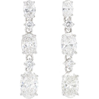 14K White Gold Articulated Drop Earrings with Oval and Round Lab-Grown Diamonds - 2.25 Carat Total Diamond Weight