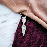 14K White Gold Articulated Pear-Shaped Diamond Drop Pendant Necklace with Round Brilliant Diamonds - 0.25 Carat Total Diamond Weight - Royal Jewelry
