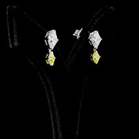 14K White Gold Asscher Cut Hanging Earrings with White and Fancy Vivid Yellow Lab Diamonds - 4.88 Carats Total Diamond Weight - Covaloro Fine Jewelry