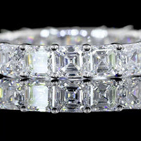 14K White Gold Asscher Cut Lab Diamond Eternity Band - 3.03 Total Carat Weight, 21 Stones, E-F Color, VS Clarity - Covaloro Fine Jewelry