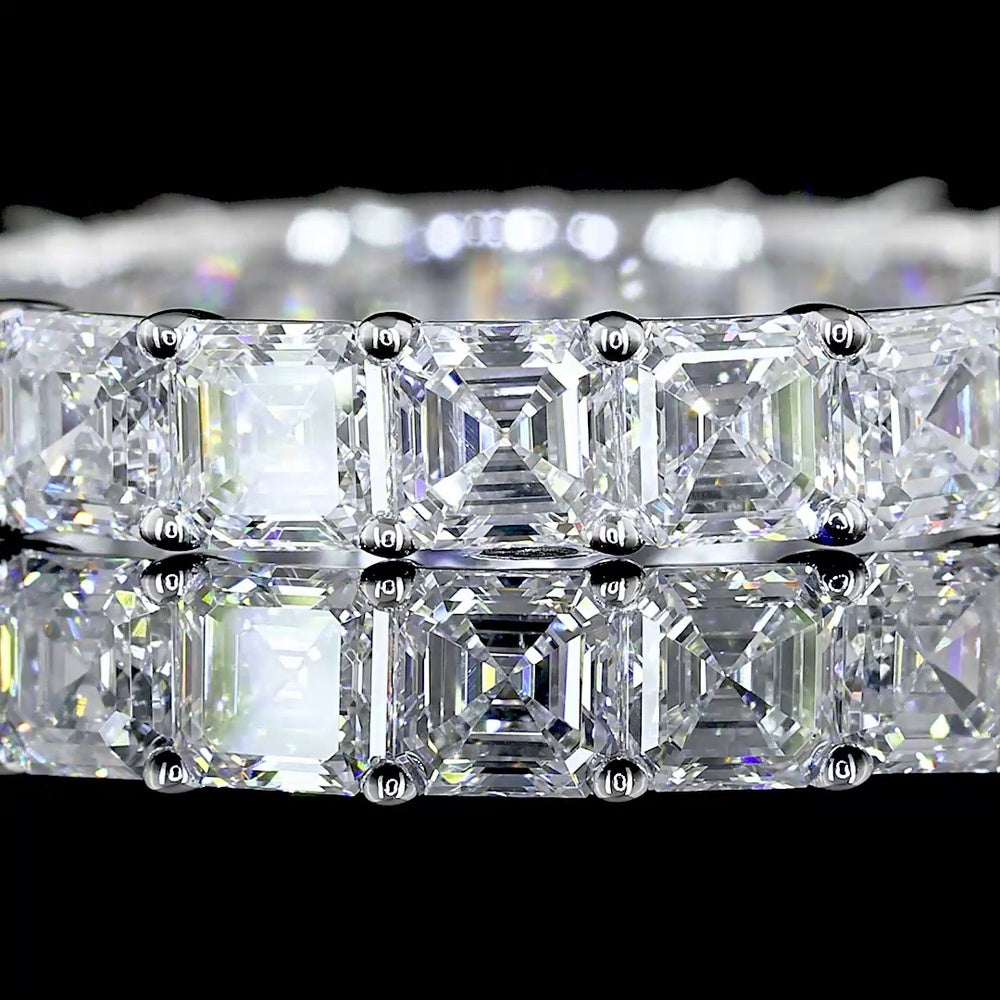 14K White Gold Asscher Cut Lab Diamond Eternity Band - 3.03 Total Carat Weight, 21 Stones, E-F Color, VS Clarity - Covaloro Fine Jewelry