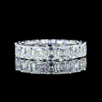 14K White Gold Asscher Cut Lab Diamond Eternity Band - 5.08 Carats Total Diamond Weight, 17 Stones E-F VS Clarity - Covaloro Fine Jewelry