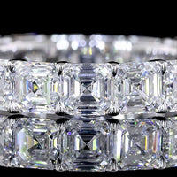 14K White Gold Asscher Cut Lab Diamond Eternity Band - 5.08 Carats Total Diamond Weight, 17 Stones E-F VS Clarity - Covaloro Fine Jewelry