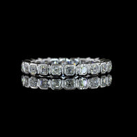14K White Gold Asscher Cut Lab Diamond Eternity Band with Bezel Setting - 1.21 Carats Total Diamond Weight, 22 Stones - Covaloro Fine Jewelry