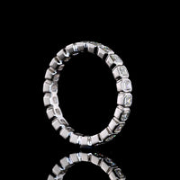 14K White Gold Asscher Cut Lab Diamond Eternity Band with Bezel Setting - 1.21 Carats Total Diamond Weight, 22 Stones - Covaloro Fine Jewelry