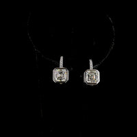 14K White Gold Asscher Cut Lab Diamond Hanging Earrings - 3.13 Carats Total Diamond Weight - Covaloro Fine Jewelry