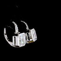 14K White Gold Asscher Cut Lab Diamond Hanging Earrings - 3.13 Carats Total Diamond Weight - Covaloro Fine Jewelry