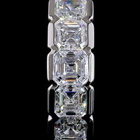 14K White Gold Asscher Cut Lab Diamond Huggie Earrings with Half Bezel Setting - 1.00 Carats Total Diamond Weight - Covaloro Fine Jewelry