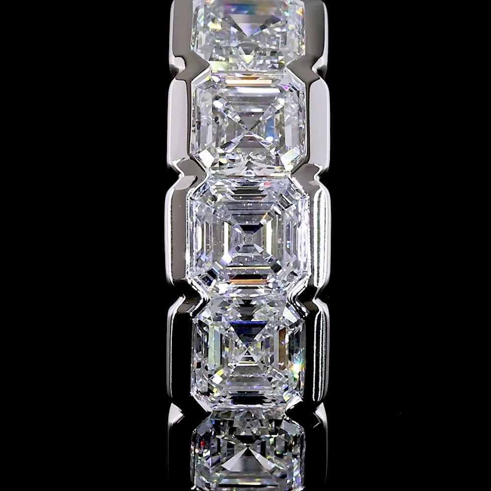 14K White Gold Asscher Cut Lab Diamond Huggie Earrings with Half Bezel Setting - 1.00 Carats Total Diamond Weight - Covaloro Fine Jewelry