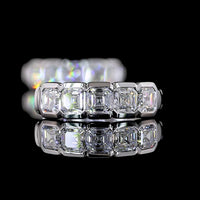 14K White Gold Asscher Cut Lab Diamond Huggie Earrings with Half Bezel Setting - 1.00 Carats Total Diamond Weight - Covaloro Fine Jewelry