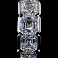 14K White Gold Asscher Cut Lab Diamond Huggie Earrings with Half Bezel Setting - 2.07 Carats Total Diamond Weight - Covaloro Fine Jewelry