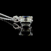 14K White Gold Asscher Cut Lab Diamond Pendant with Brilliant Diamond Accents - 2.78 Carat Total Weight GIA Certified - Covaloro Fine Jewelry