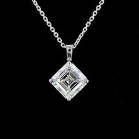 14K White Gold Asscher Cut Lab Diamond Solitaire Pendant - 2.00 Carat Total Weight, G VVS2 IGI Certified - Covaloro Fine Jewelry
