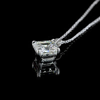 14K White Gold Asscher Cut Lab Diamond Solitaire Pendant - 2.00 Carat Total Weight, G VVS2 IGI Certified - Covaloro Fine Jewelry
