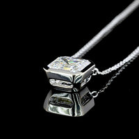 14K White Gold Asscher Cut Lab Diamond Solitaire Pendant with Bezel Setting - F VS1 3.06 Carat Total Weight - Covaloro Fine Jewelry