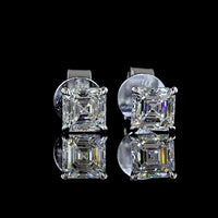 14K White Gold Asscher Cut Lab Diamond Stud Earrings - 1.07 Carat Total Weight, D VVS2 Clarity, IGI Certified - Covaloro Fine Jewelry
