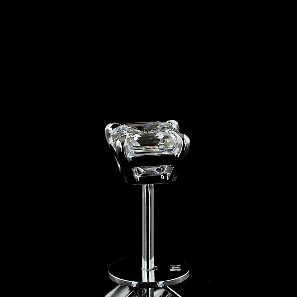 14K White Gold Asscher Cut Lab Diamond Stud Earrings - 1.07 Carat Total Weight, D VVS2 Clarity, IGI Certified - Covaloro Fine Jewelry