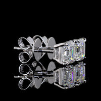 14K White Gold Asscher Cut Lab Diamond Stud Earrings - 1.55 Carats Total Diamond Weight, D VVS2 Clarity, IGI Certified - Covaloro Fine Jewelry