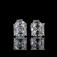 14K White Gold Asscher Cut Lab Diamond Stud Earrings - 1.55 Carats Total Diamond Weight, D VVS2 Clarity, IGI Certified - Covaloro Fine Jewelry